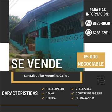 ¡¡¡ Se vende Casa en San Miguelito Panamá precio negociable !!!