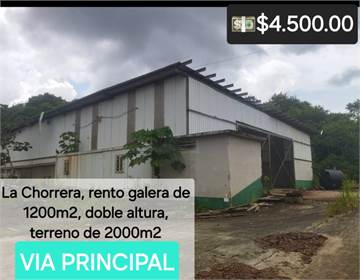 La Chorrera, alquilo Galera 1200m2, $4.500.00